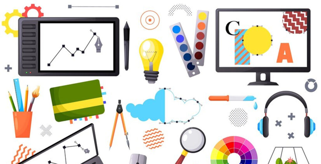 Graphic design tools are software or applications that allow you to produce visual content such as photos, illustrations, or layouts, and they generally include functionality for editing and modifying elements.