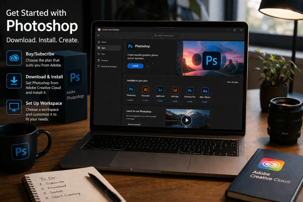 how to use photoshop to edit photos on laptop workspace setup