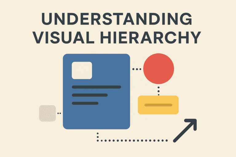 Understanding visual hierarchy illustrated with bold headings, shapes, and directional flow in a clean layout.