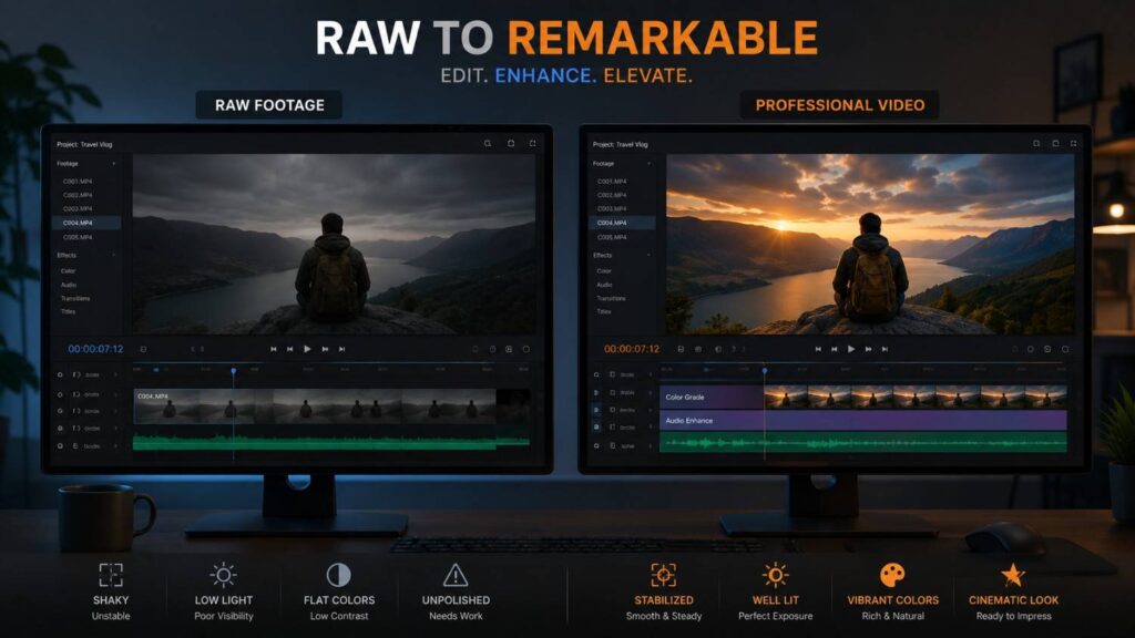 image comparison through color grading in freelance video editing jobs