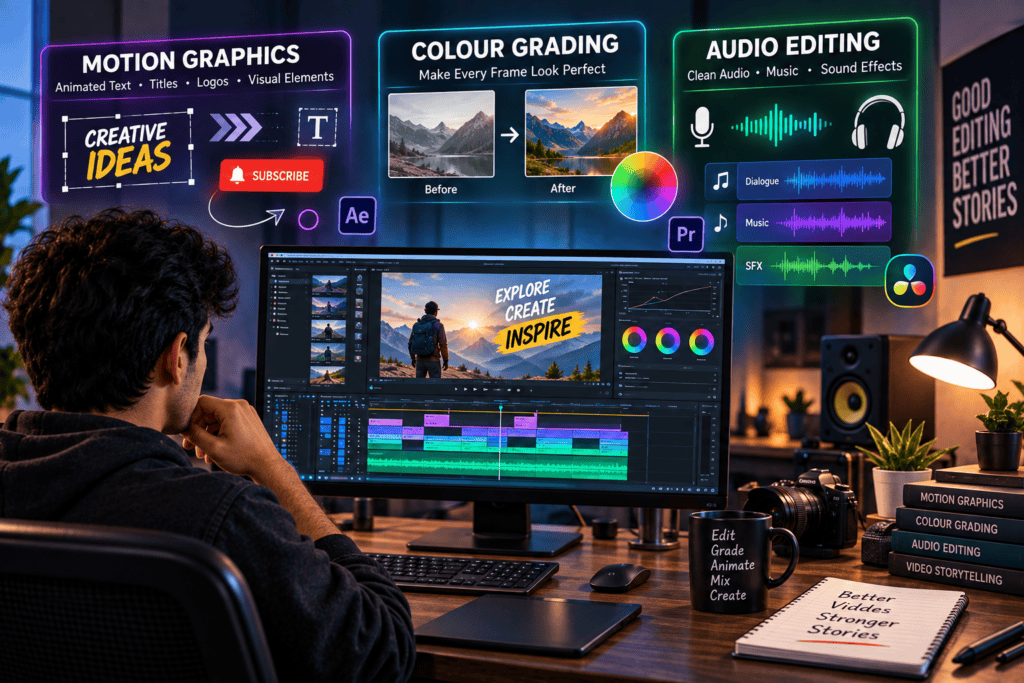 Motion Graphics, Colour and Audio Video Editing The best video editing