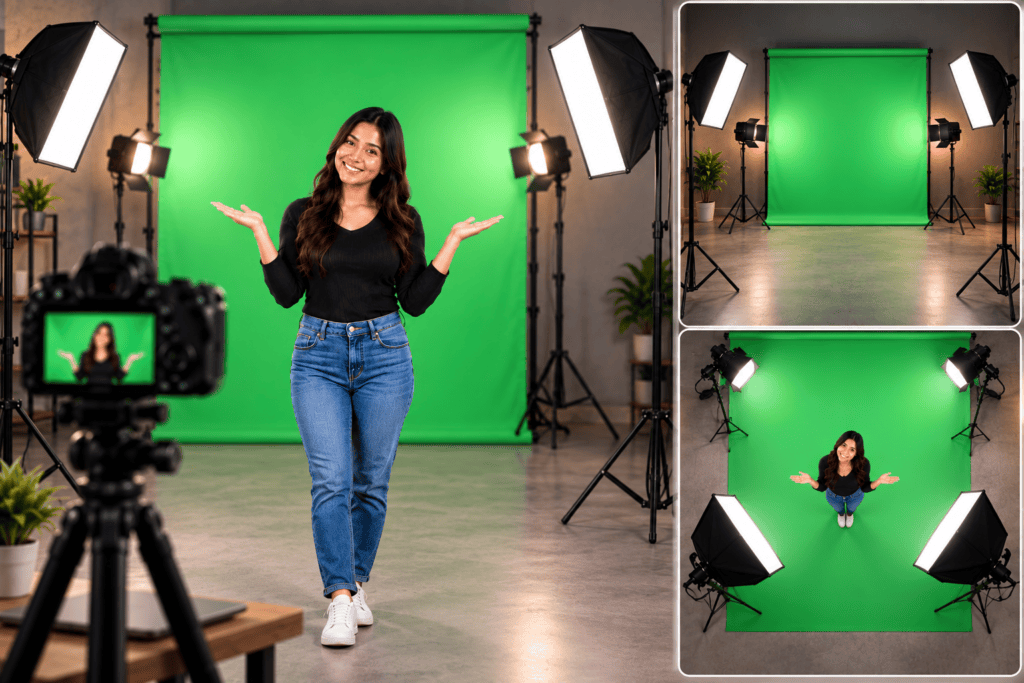 Lighting for Better Green Screen Editing Even lighting is essential for a clean key. Uneven lighting can create different shades of green that are harder to remove. Use separate lighting for the background and subject whenever possible.