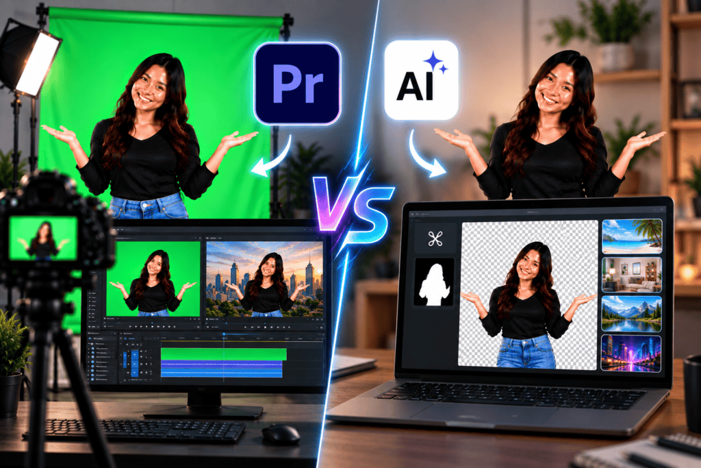 Green Screen Editing vs. AI Background Removal AI background removal can isolate subjects without requiring a physical green screen. However, a properly recorded green screen can provide more predictable results in a controlled production environment.