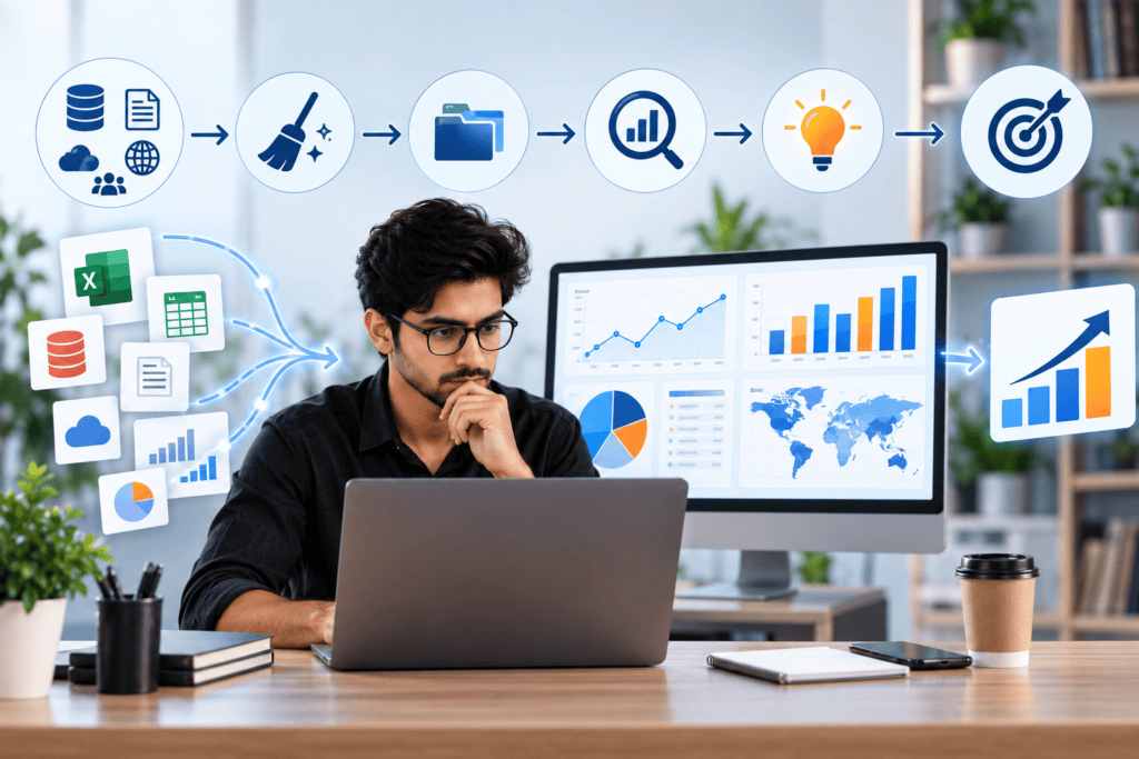 Data analytics is the process of collecting, cleaning, organising, analysing, and interpreting data to find useful patterns and insights. Professionals use tools such as Excel, SQL, Power BI, statistics, and other technologies to work with different types of data. For anyone considering why learning data analytics is important, its importance comes from its ability to connect raw information with practical business decisions. Instead of depending entirely on assumptions, organisations can use analysed data to understand performance and identify areas that require attention.